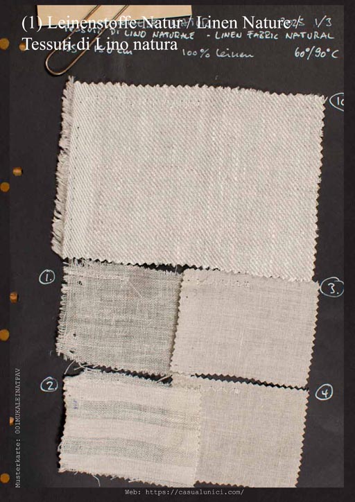 (01) Leinengewebe Natur Stoffe Musterkarte | Linen Fabric Natural Fabric sample card | Tessuto di Lino Naturale Scheda campione tessuto - 