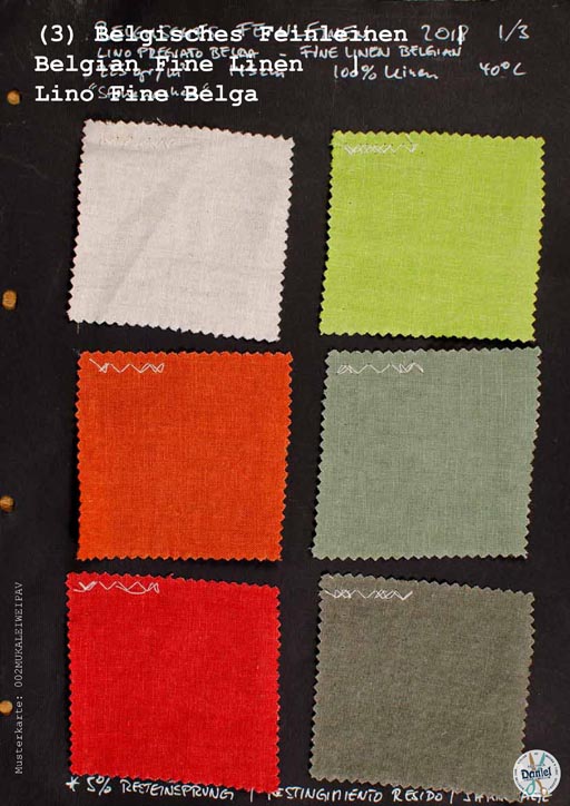 (03) Belgisches Feinleinen | Belgian Fine Linen | Lino Fine Belga - Linstone Scheda campione tessuto - 