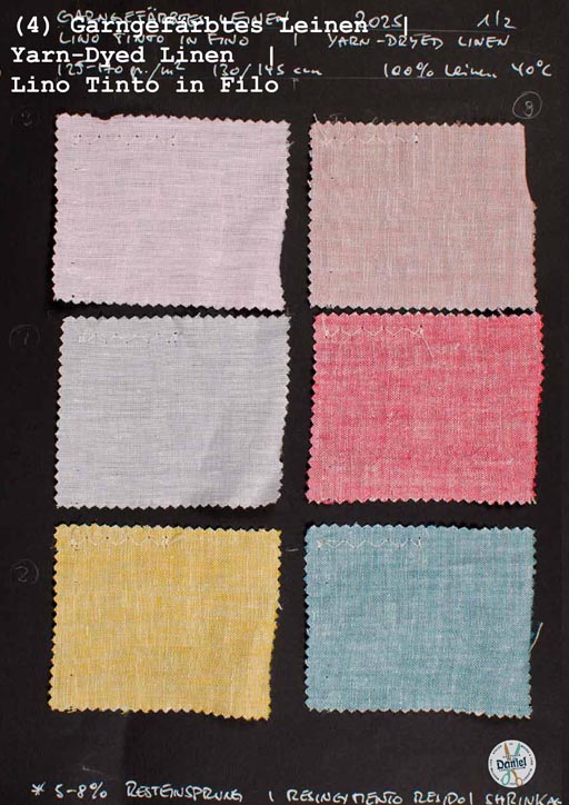 (04) Garngefärbtes Leinen (2018 / 2025) Stoffe Musterkarte | Yarn-Dyed Linen | Lino Tinto in Filo (2018 / 2025) Scheda campione tessuto - 