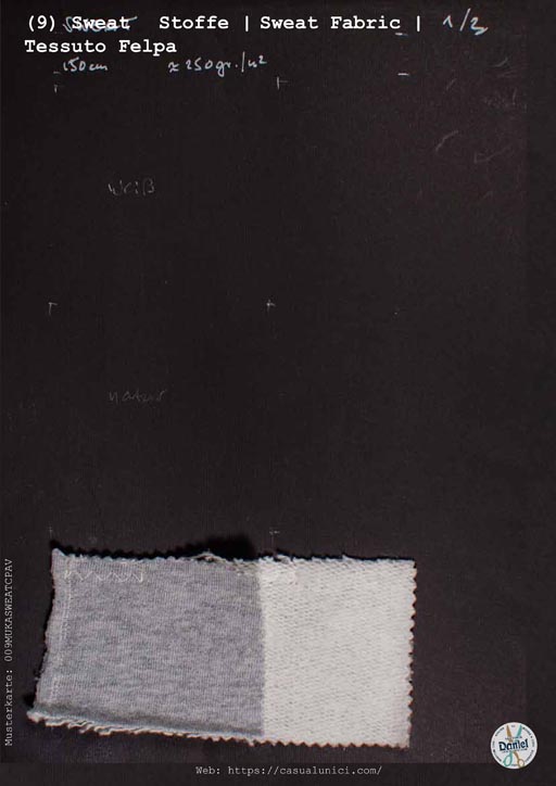 (09) Sweat Stoffe Musterkarte | Sweat Fabric Fabric sample card | Tessuto Felpa Scheda campione tessuto - 