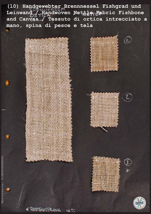 (10) Brennnessel Stoffe Musterkarte | Nettle Fabric sample card | Ortica Scheda campione tessuto - 