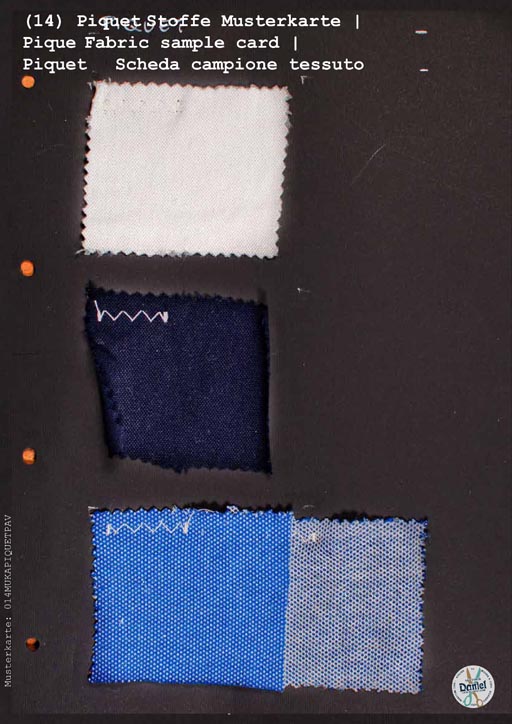 (14) - Piquet Stoffe Musterkarte | Pique Fabric sample card | Piquet Scheda campione tessuto - 