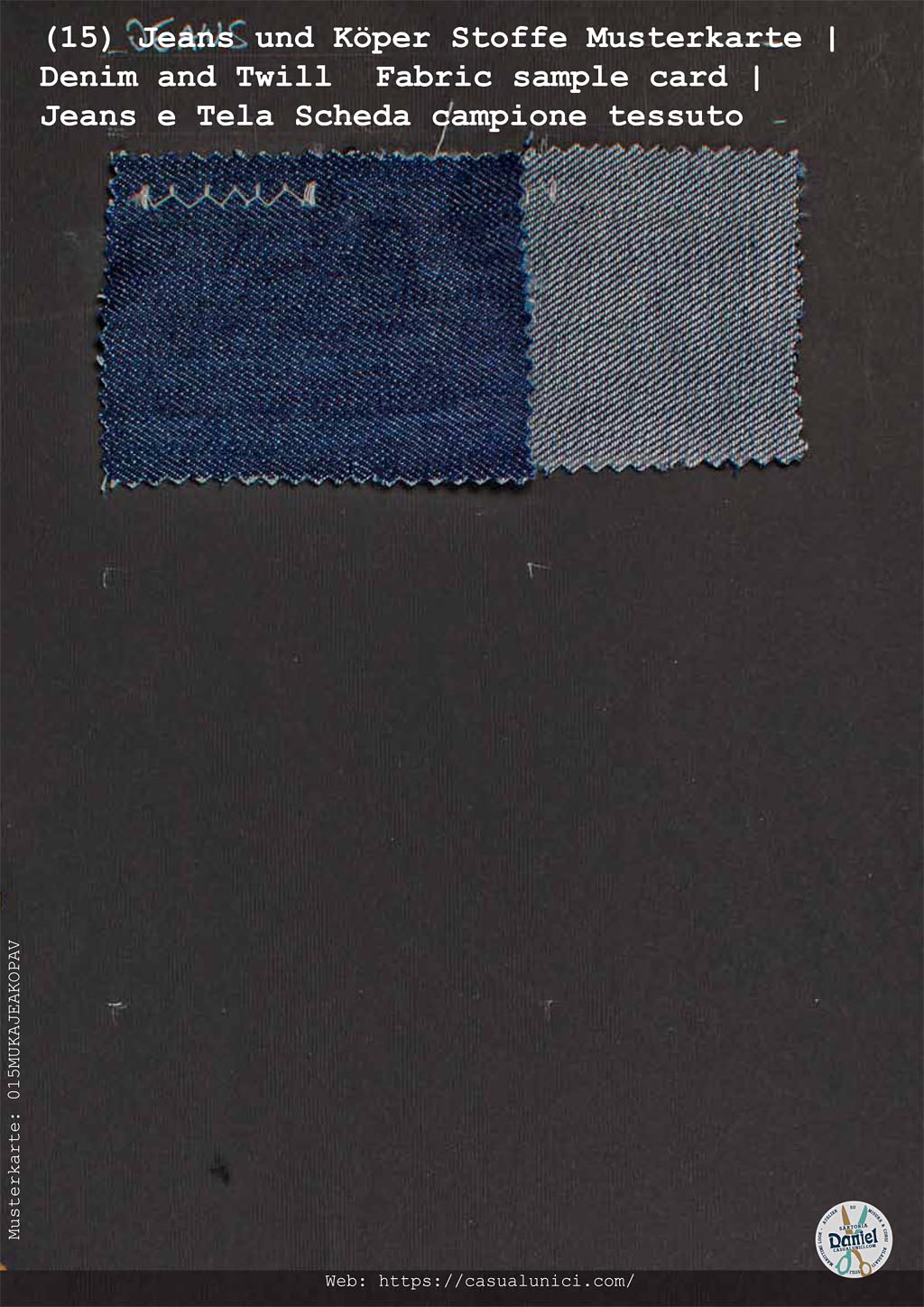 (15) Jeans und Köper Stoffe Musterkarte | Denim and Twill Fabric sample card | Jeans e Tela Scheda campione tessuto 