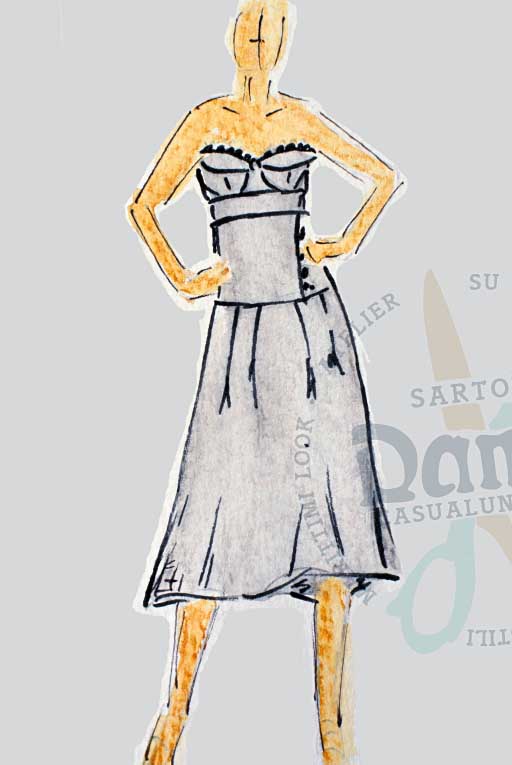 Elegantes Bustierkleid seitlich diagonal geknöpft 