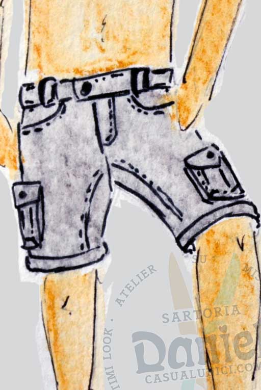 Exklusive Fischgrad-Brennnessel-Bermudahose mit Blasebalktaschen – Cool!