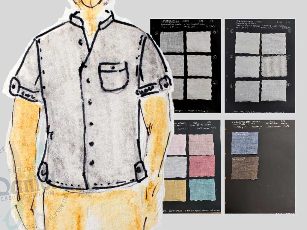 Kurzarmhemd aus Leinen (dkl. blau Hackenb.