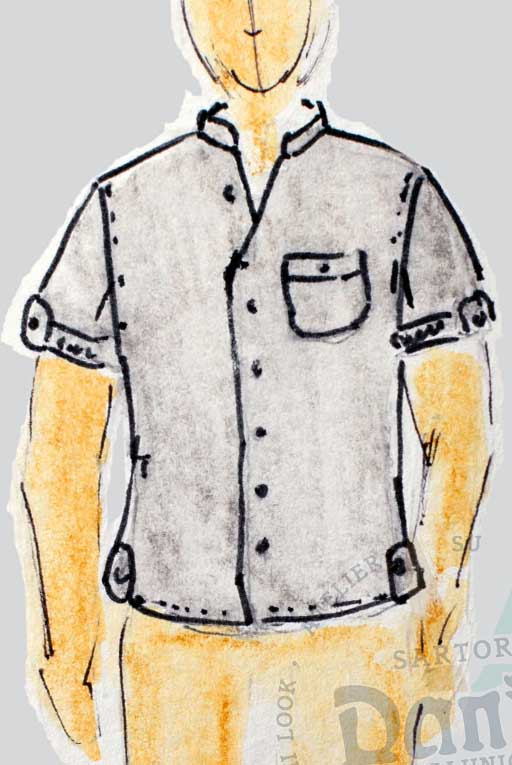 Kurzarmhemd aus Leinen (dkl. blau Hackenb.