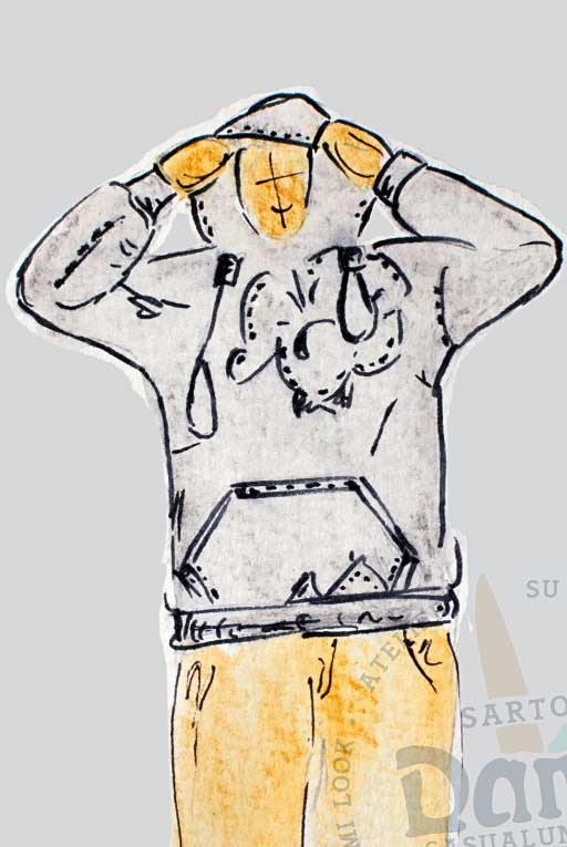 Gemütlicher Hoodie mit handwerklicher Applikation, von Hand bestickt  …