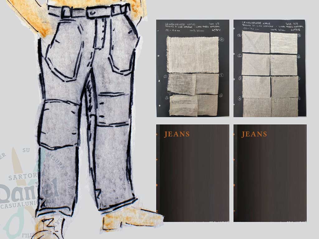  Elegante lange Hose  mit bestickter runder Passe und aufgesetzten bestickten Taschen … 
 
