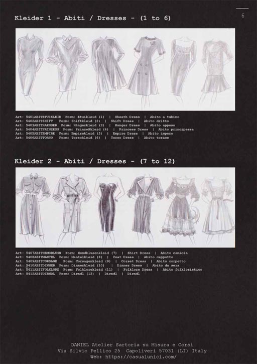 Bekleidungsformen DOB Damenkleidung - Forms of clothing Women‘s - Forme di abbigliamento femminile